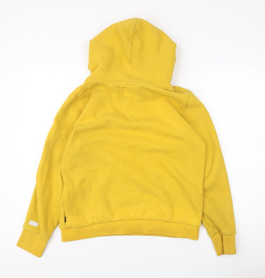 Superdry Women's Yellow Hoodie - Size 16, Logo Design