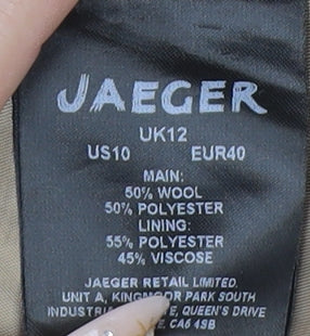 Jaeger Women's Beige Wool Blend Overcoat Size 12