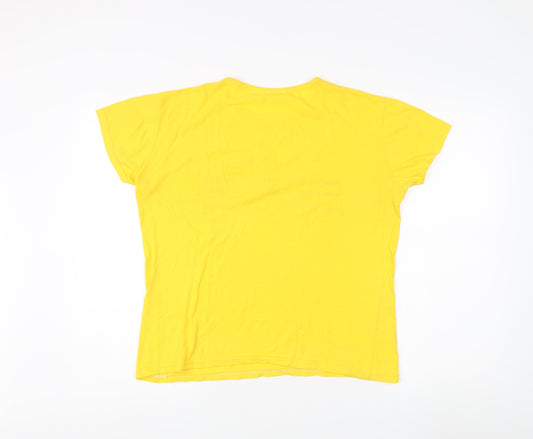 Tommy Hilfiger Men's XL Yellow Cotton T-Shirt - Classic Style