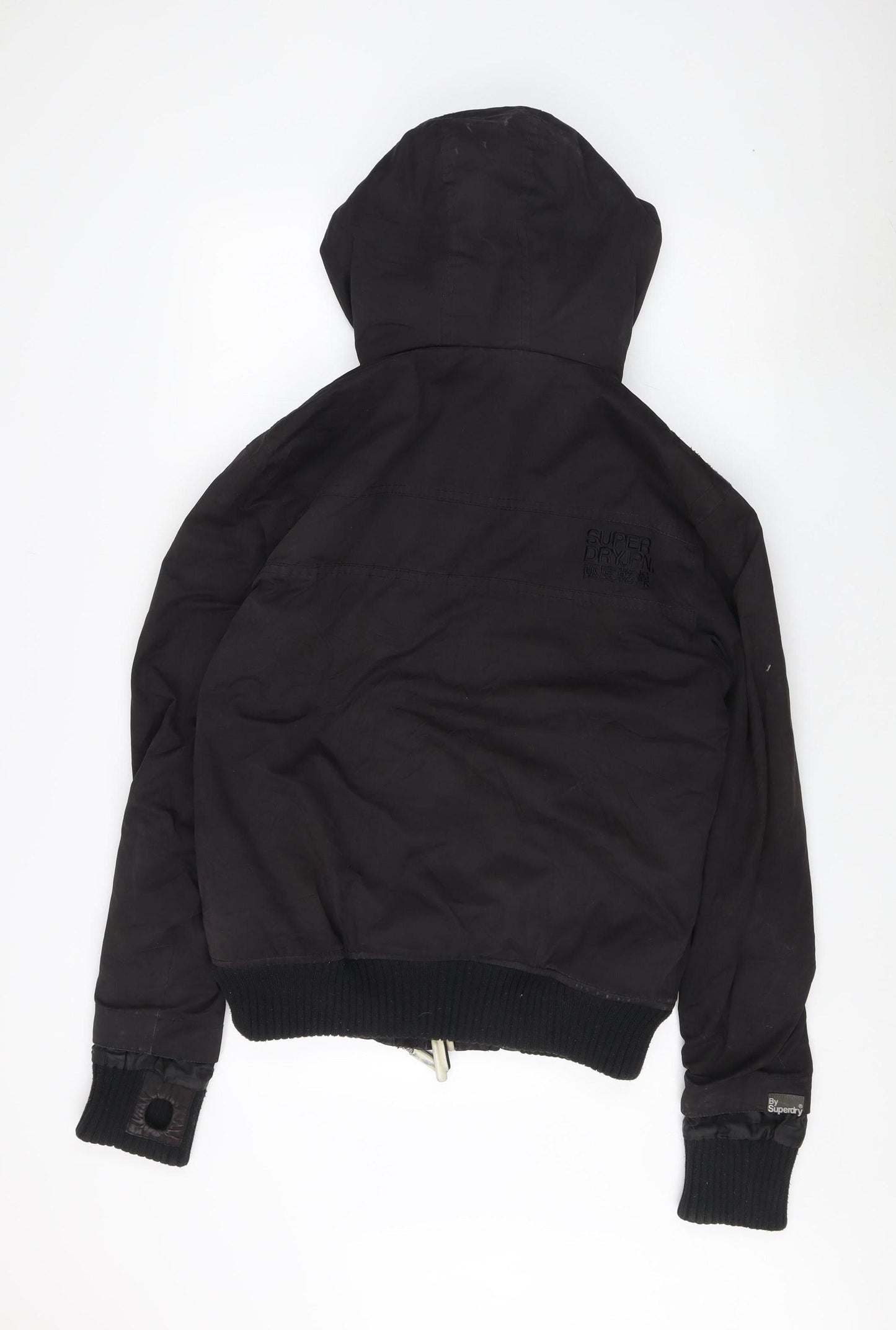 Superdry Men's Black Bomber Jacket, L, Hooded Windproof