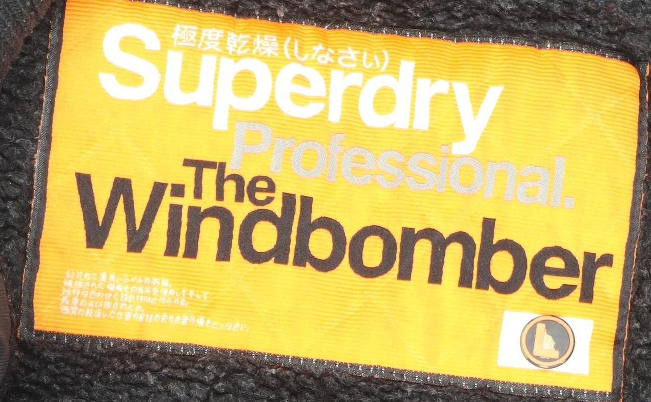 Superdry Men's Black Bomber Jacket, L, Hooded Windproof