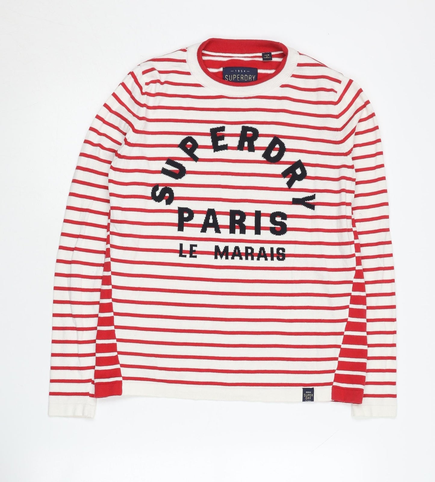Superdry Women's Red Striped Pullover Jumper XS