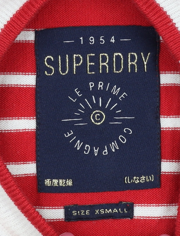 Superdry Women's Red Striped Pullover Jumper XS