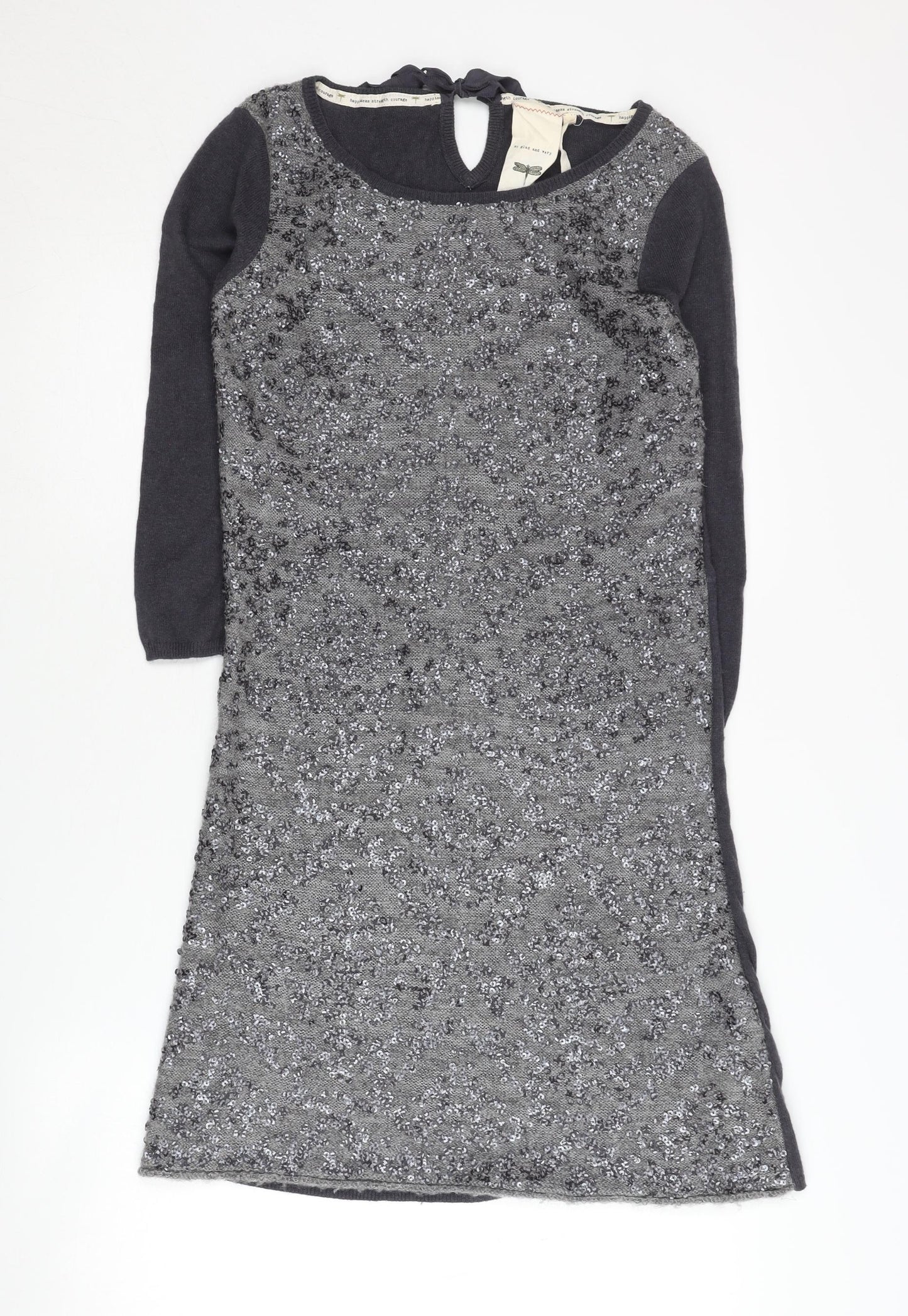 White Stuff Women's Grey Sequin Knit Dress Size 8
