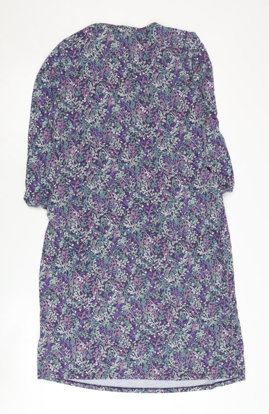 Boden Women's Purple Floral 3/4 Sleeve V-Neck Dress