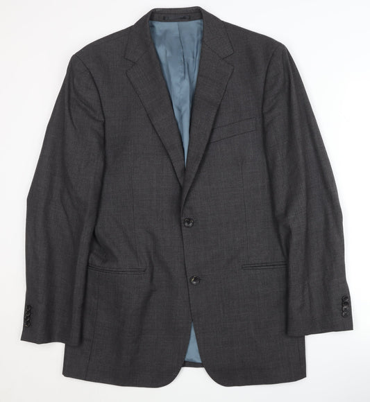 T.M. Lewin Men's Grey Wool Blazer, 40R, Classic Fit