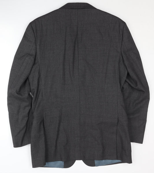 T.M. Lewin Men's Grey Wool Blazer, 40R, Classic Fit