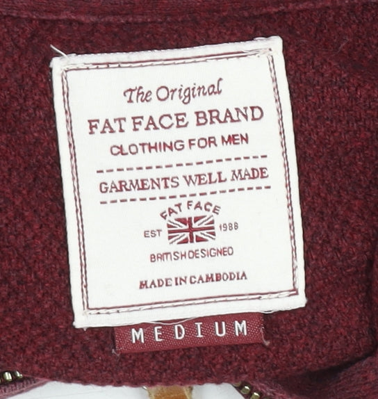 Fat Face Men’s Red Pullover Jumper M, 95% Cotton, Cashmere Blend