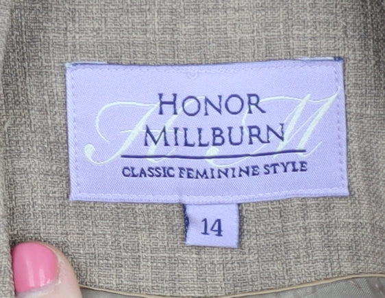 Brand and care label for Honor Millburn Women’s Beige Suit Jacket, size UK 14