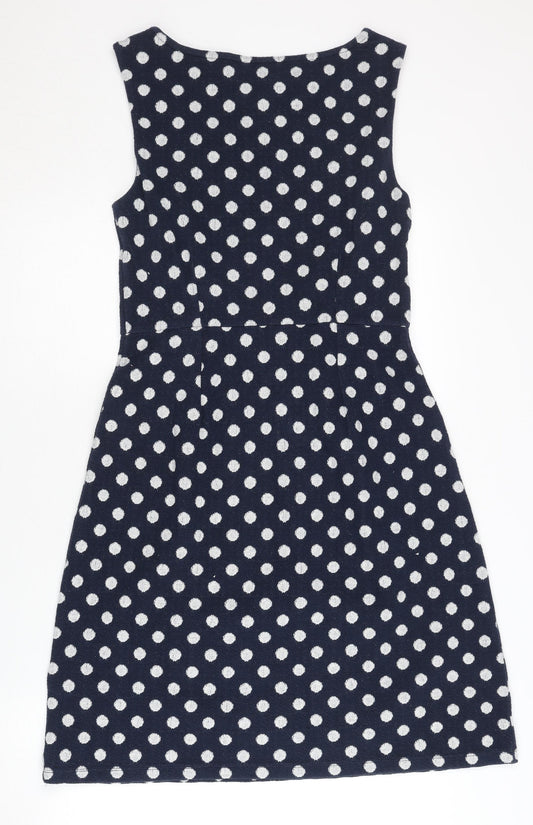 White Stuff Women's Blue Polka Dot Sleeveless Dress