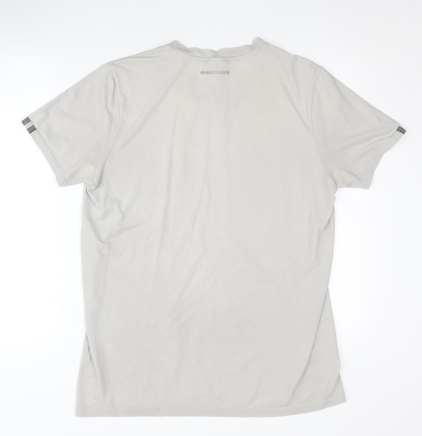 Adidas Men's Beige T-Shirt, Large, Crew Neck, Logo Accent