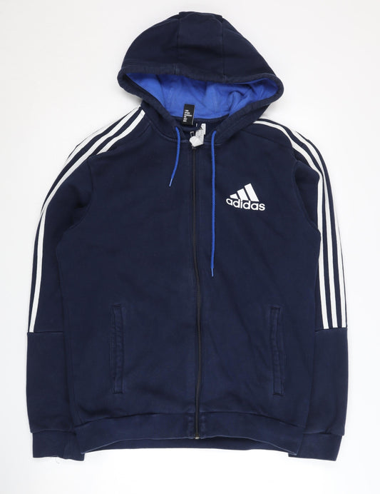Adidas Men's Blue Full Zip Hoodie M Logo