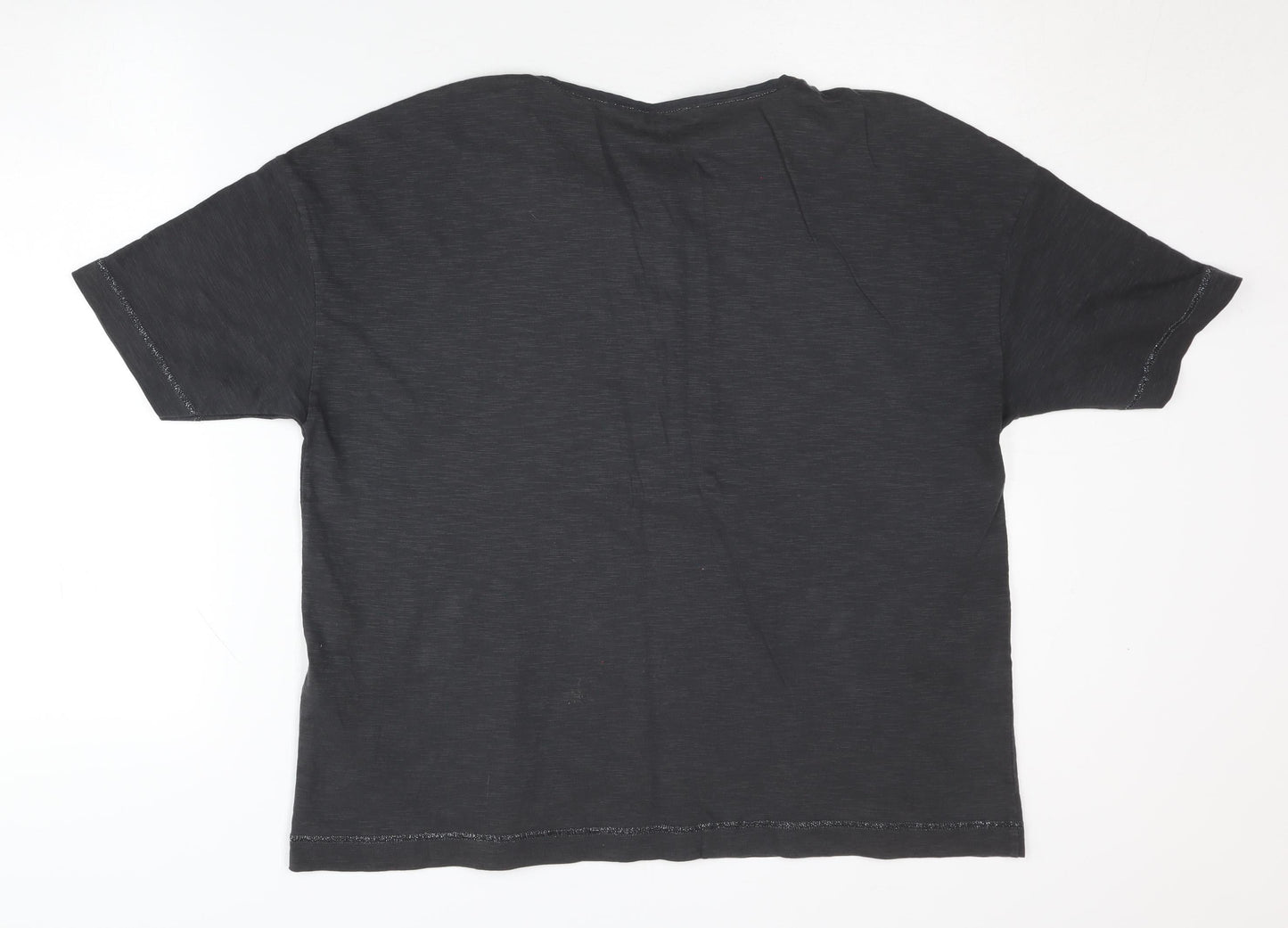 Massimo Dutti Women's Black Henley T-Shirt Size 12