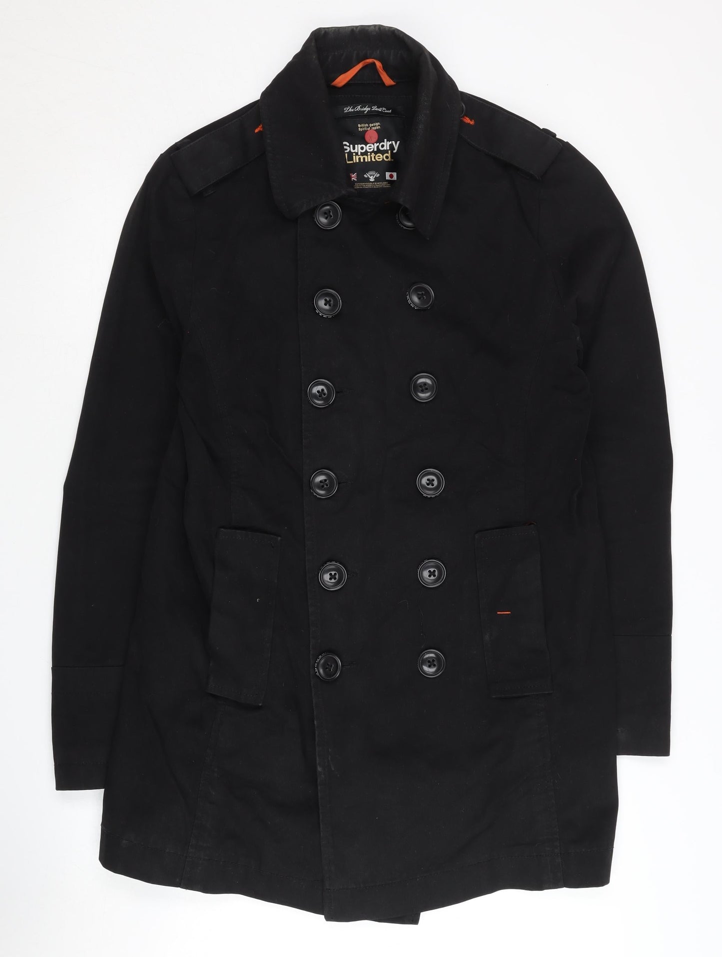 Superdry Women's Black Trench Coat L Classic Style