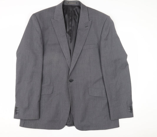 Jeff Banks Men's Grey Striped Blazer - 44 Regular Fit