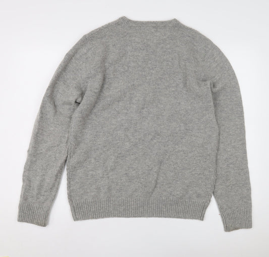 Crew Clothing Company Grey Cable-Knit Pullover Jumper