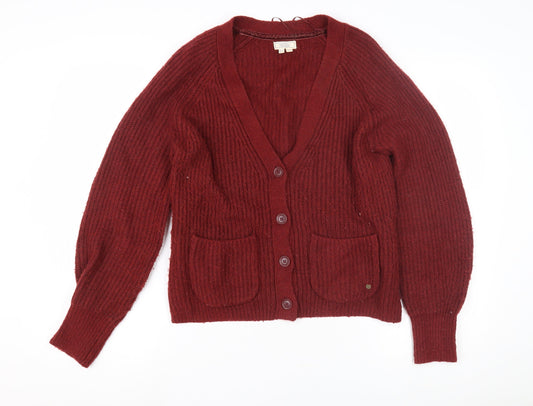 Fat Face Women's Red Cardigan Size 10 V-Neck