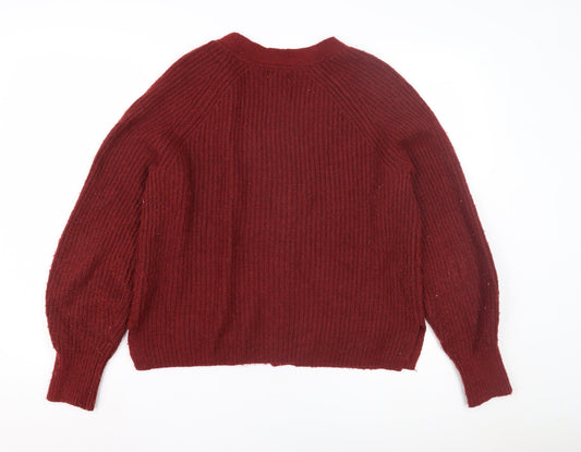 Fat Face Women's Red Cardigan Size 10 V-Neck