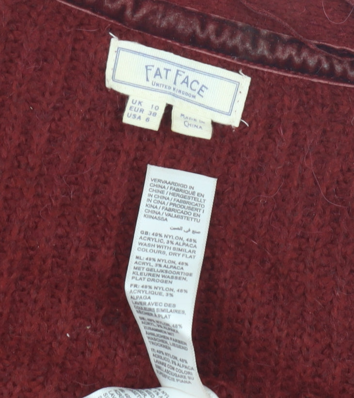 Fat Face Women's Red Cardigan Size 10 V-Neck