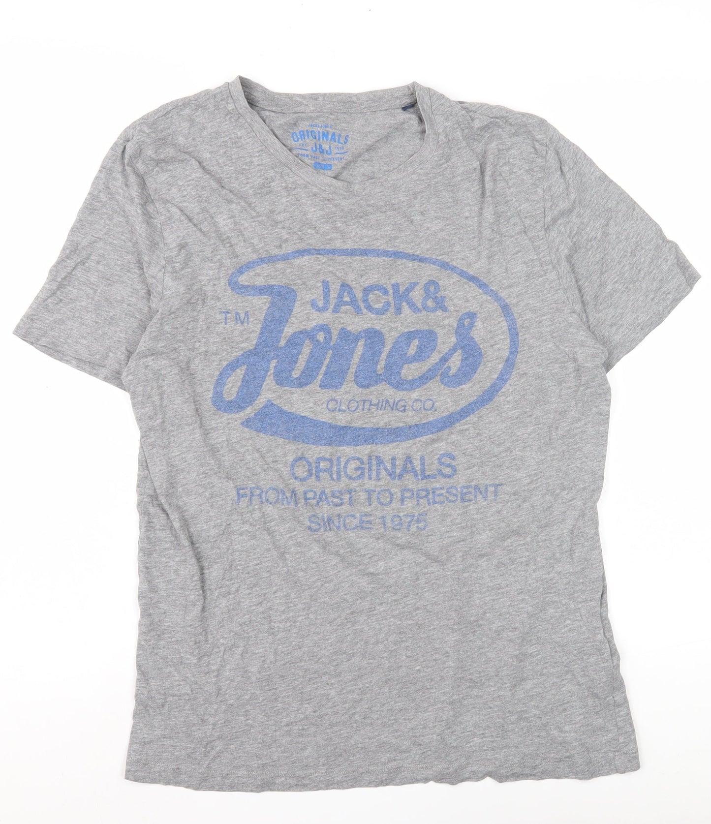 Jack & Jones Men's Grey Graphic T-Shirt Size S