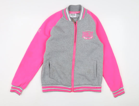 Everlast Women's Grey & Pink Varsity Jacket Size 14
