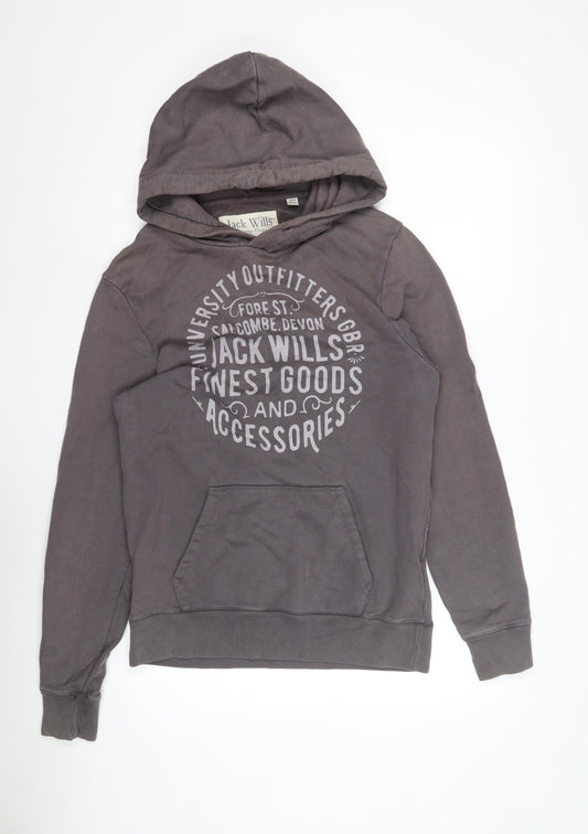 Jack Wills Men's Grey Hoodie, M, Pullover with Logo