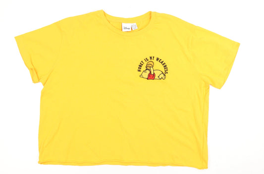 Disney Yellow Cartoon T-Shirt, L, Casual Summer Style