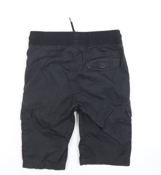 H&M Boys Black Cargo Shorts, 7-8 Years, Elastic Waist