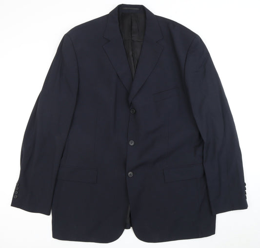 Moss Men’s Blue Wool Suit Jacket, Size 46R Formal Wear