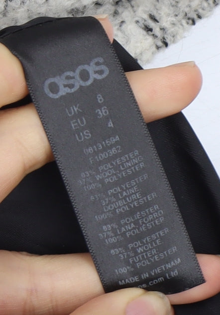 Close-up detail of ASOS Women's Grey Hooded Long Sleeve Jacket, size 8