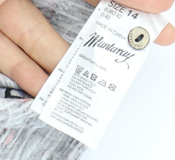 Brand and care label for Mantaray Women's Multicoloured Floral Blouse, size 14