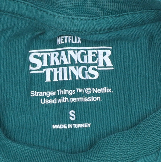 Stranger Things Unisex Green T-Shirt, Size S, Crew Neck