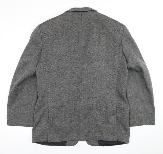 Vintage Men's Grey Wool Blazer 40 Short Herringbone