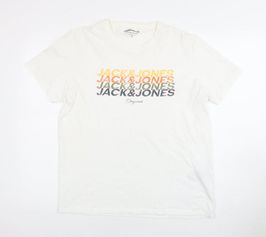 Jack & Jones Men's White L Graphic Print T-Shirt