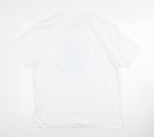 England Men's White L Sports Graphic T-Shirt, Cotton, Crew Neck