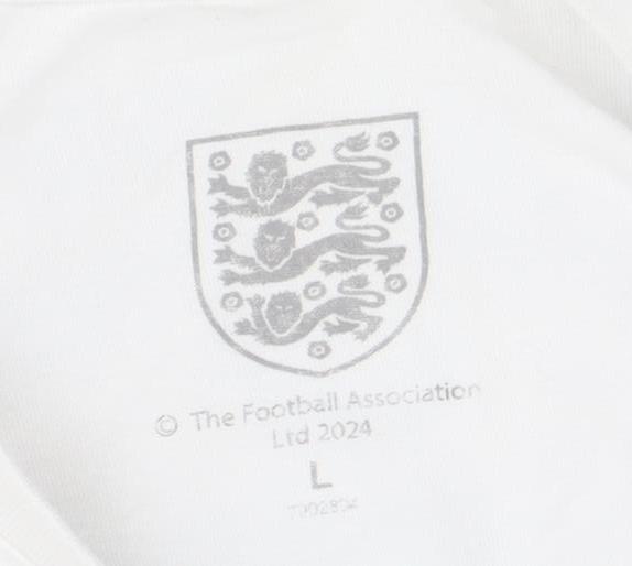 England Men's White L Sports Graphic T-Shirt, Cotton, Crew Neck