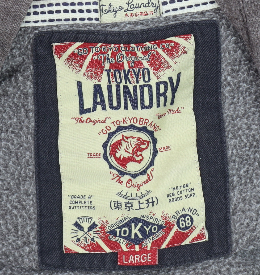 Tokyo Laundry Men's Grey Hooded Jacket Large