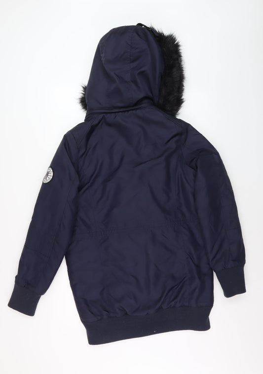 Fenchurch Men's Blue Hooded Parka Coat S