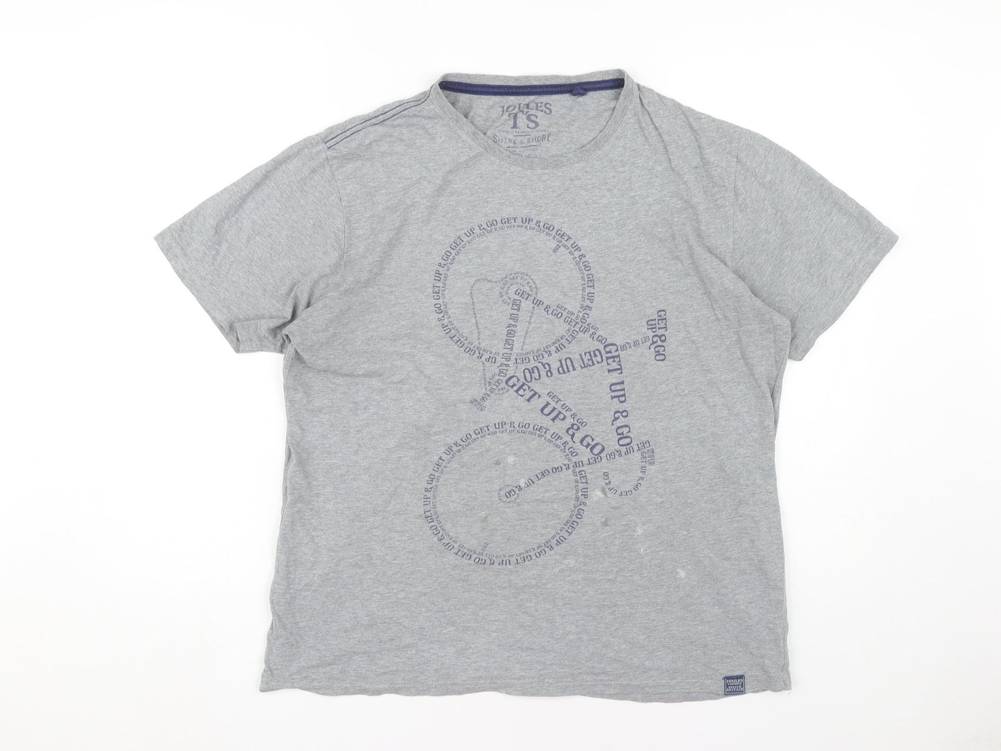 Joules Men's Grey Graphic Print Crew Neck T-Shirt XXL