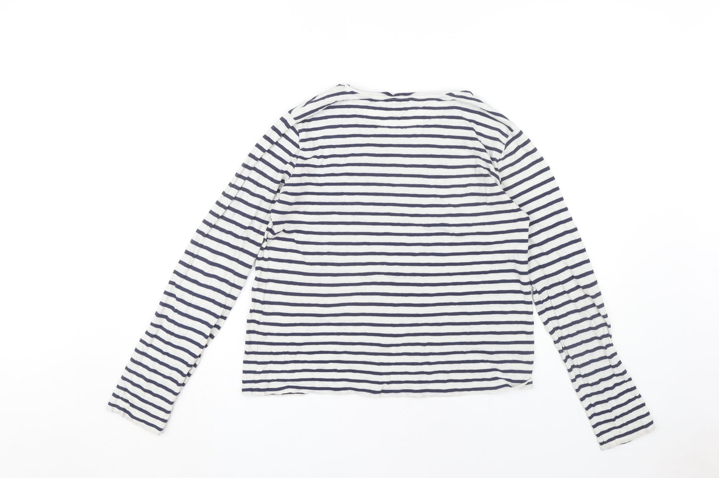 Polo Ralph Lauren Women's White Striped T-Shirt Medium