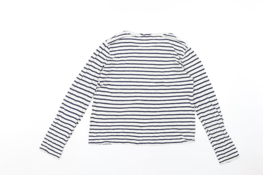 Polo Ralph Lauren Women's White Striped T-Shirt Medium