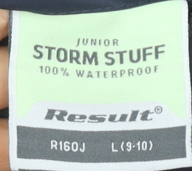 Close-up detail of Result boys’ blue waterproof rain coat 9-10 years