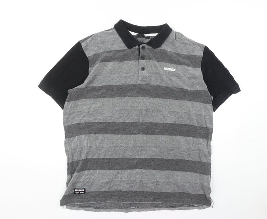 McKenzie Men's Black & Grey Striped Polo Shirt XL