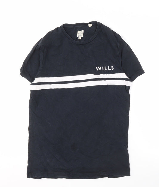 Jack Wills Men's XS Black Crew Neck T-Shirt, Stylish Striped