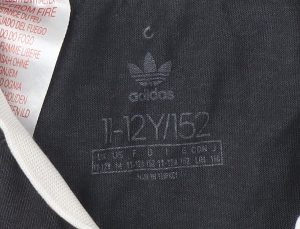 Adidas Boys Black T-Shirt, Size 12 Years, Sporty Style