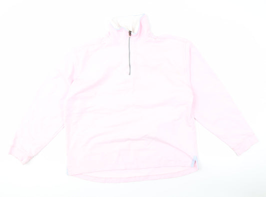 Additional front view of Crew Clothing Men's Pink M 1/4 Zip Sweatshirt