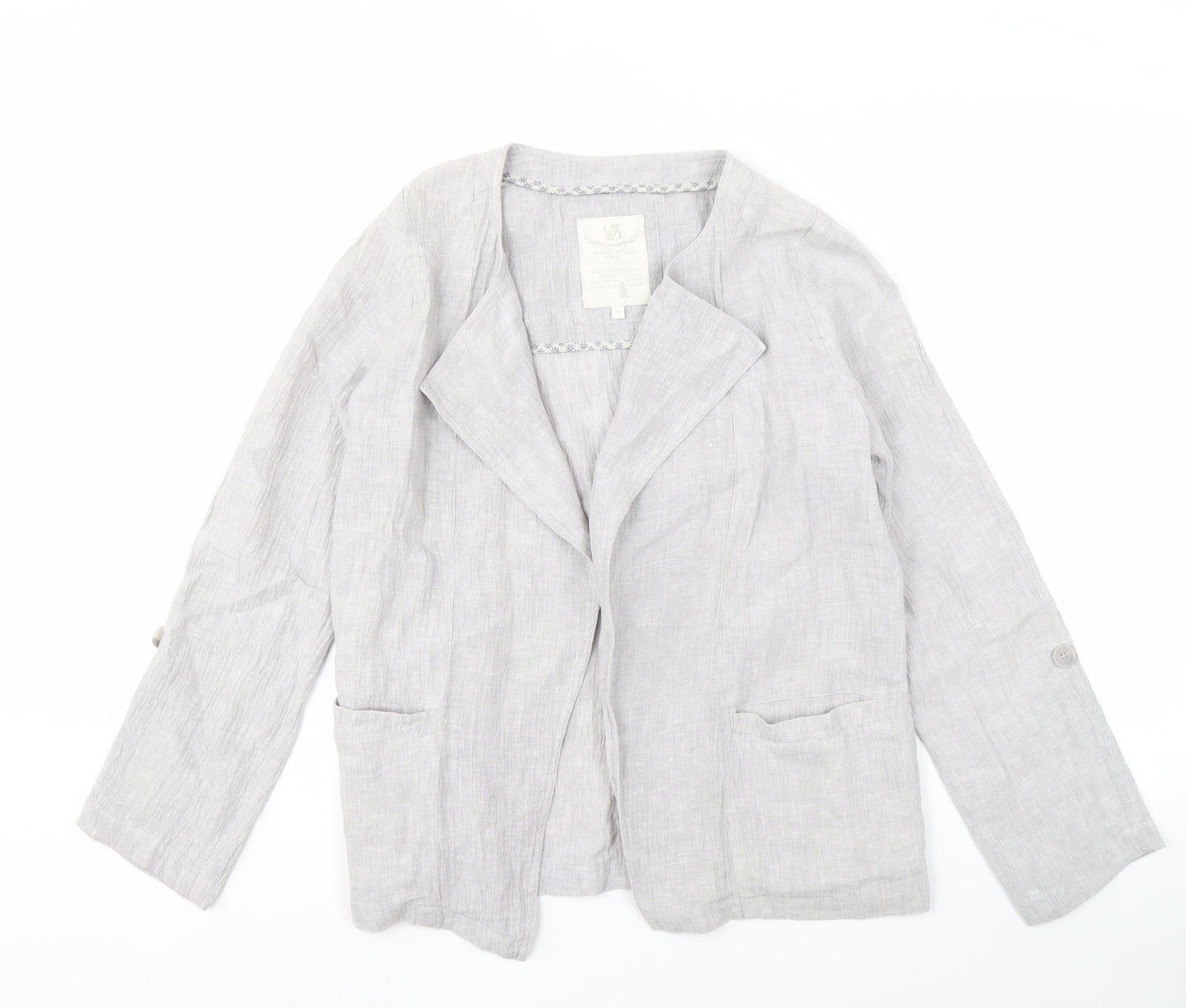 White Stuff Women's Grey Linen Blazer Size 8