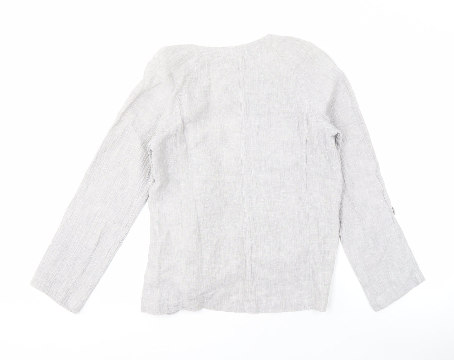 White Stuff Women's Grey Linen Blazer Size 8
