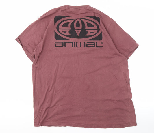 Animal Men's Red 2XL T-Shirt with Logo Accent