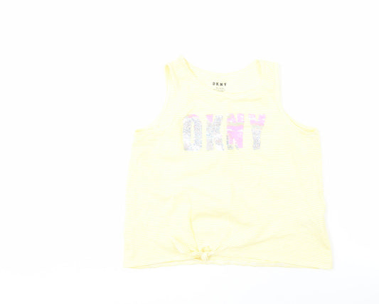 DKNY Teens Yellow Striped Sequin Tank Top XL